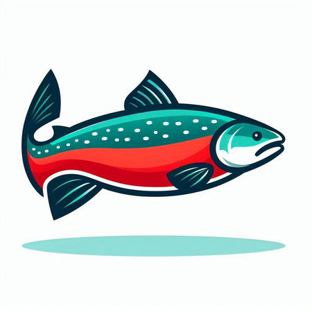 Illustration of a salmon fish isolated on a white background - vectorのイラスト素材