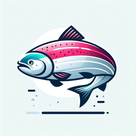 Vector illustration of salmon fish in flat style. Isolated on white background.のイラスト素材