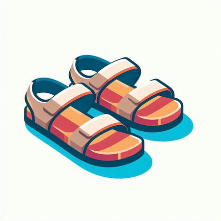 Sandal isolated on white background. Vector illustration in isometric style.のイラスト素材