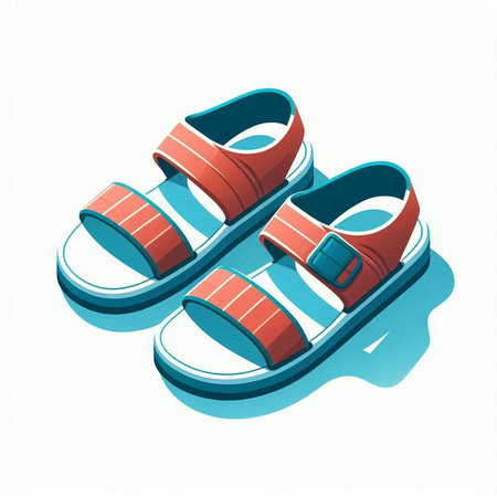 Children's sandals isolated on a white background. Vector illustration.のイラスト素材