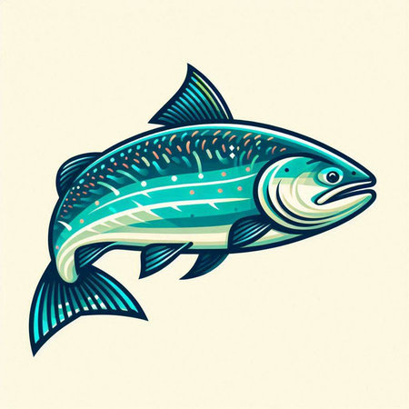 Illustration of a salmon fish isolated on a white background - vectorのイラスト素材