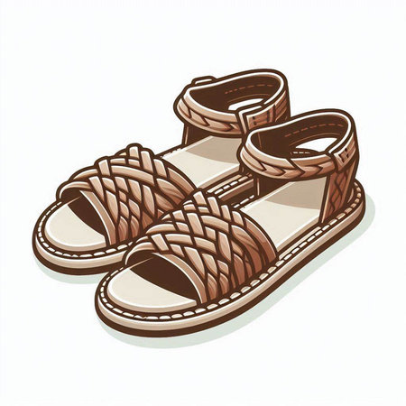 Children's sandals isolated on a white background. Vector illustration.のイラスト素材