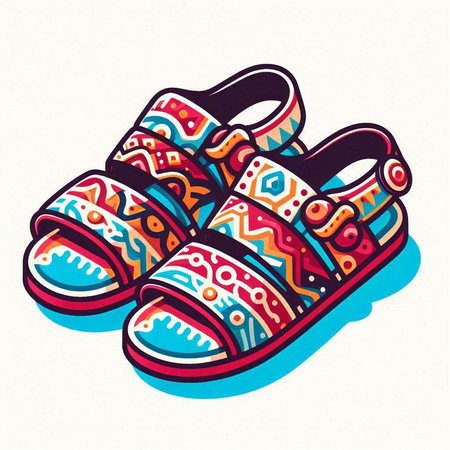 Sneakers with ethnic ornaments. Hand drawn vector illustration.のイラスト素材