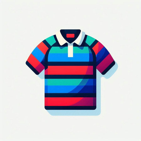 Colorful striped polo shirt isolated on white background. Vector illustrationのイラスト素材