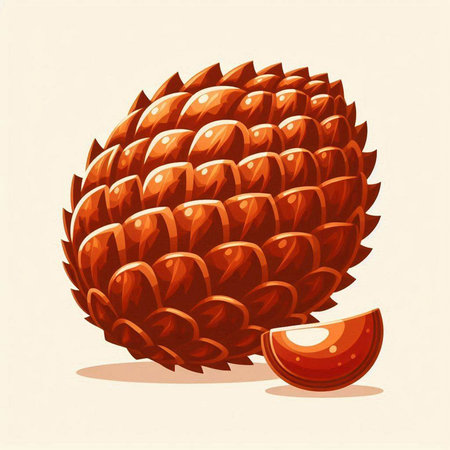 Illustration of an exotic fruit, rambutan. Vector illustration.のイラスト素材