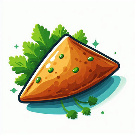 Nachos with parsley on a white background. Vector illustration.のイラスト素材