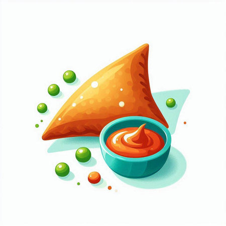 Nachos with sauce on a white background. Vector illustration.のイラスト素材