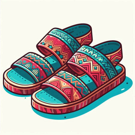 Colorful slippers on a white background. Vector illustration for your designのイラスト素材