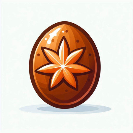 Illustration of a chocolate easter egg with anise star.のイラスト素材