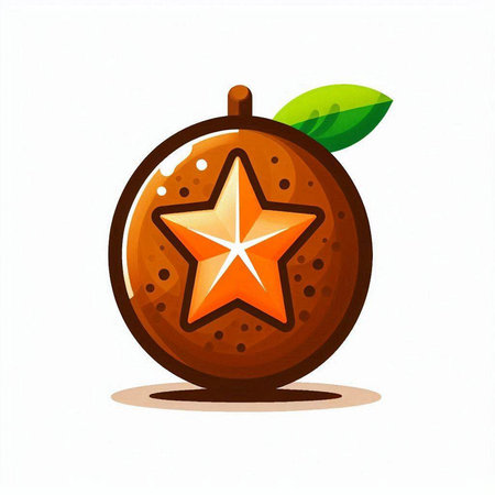 Orange fruit with a star on a white background. Vector illustration.のイラスト素材