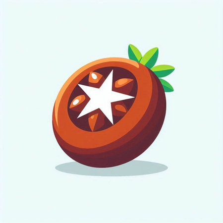 tomato with leaf isolated on white background. flat style vector illustration.のイラスト素材