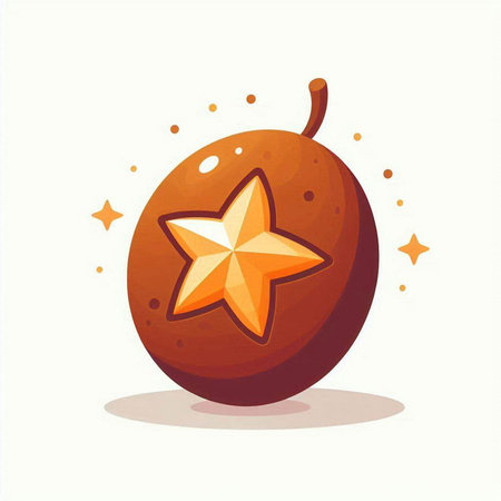 Illustration of orange fruit with star on white background. Vector illustration.のイラスト素材