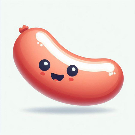 Illustration of a kawaii sausage on a white background.のイラスト素材