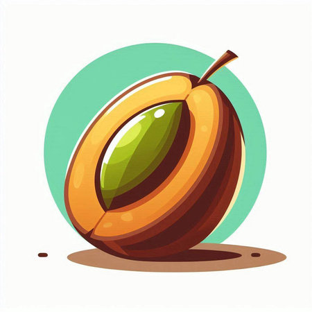 Ripe apricot on a white background. Vector illustration.のイラスト素材