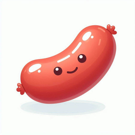 Sausage character isolated on a white background. Vector illustration.のイラスト素材