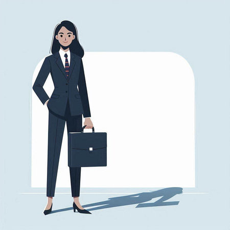 Businesswoman with briefcase. Vector illustration in a flat style.のイラスト素材