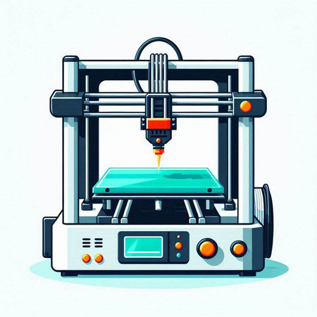 3D printer. Vector illustration of 3d printer on white background.のイラスト素材