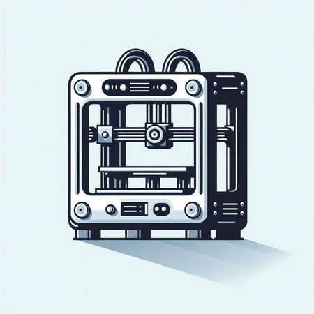 3D printer icon. 3D printed model. Vector illustration.のイラスト素材