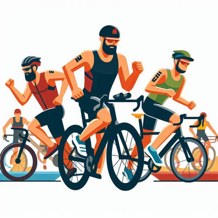 Cyclists. Healthy lifestyle. Sport and recreation. Vector illustrationのイラスト素材