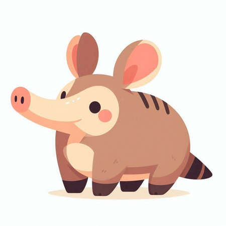 Cute cartoon little armadillo. Vector illustration isolated on white background.のイラスト素材