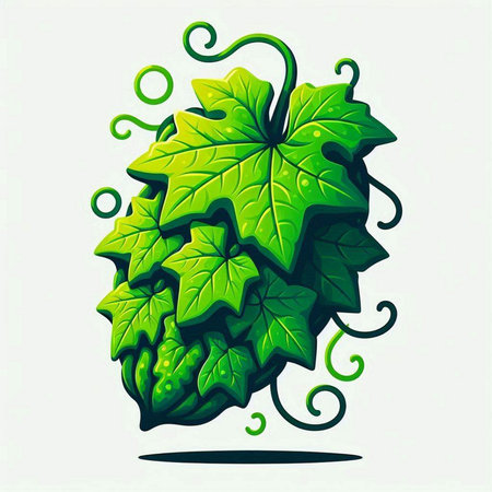 Illustration of a green grape on a white background with swirlsのイラスト素材