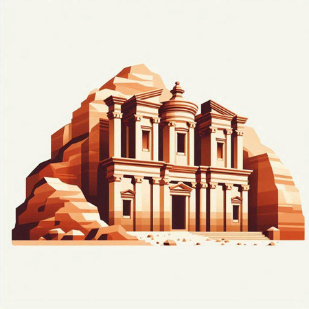 Ancient temple in the desert of Egypt. Vector illustration for your designのイラスト素材