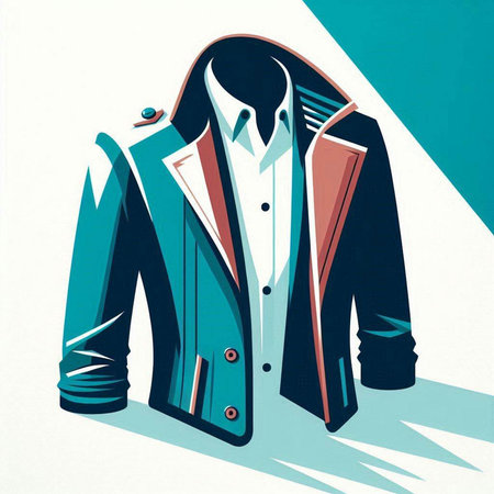 Illustration of a jacket in retro style on a white background.のイラスト素材