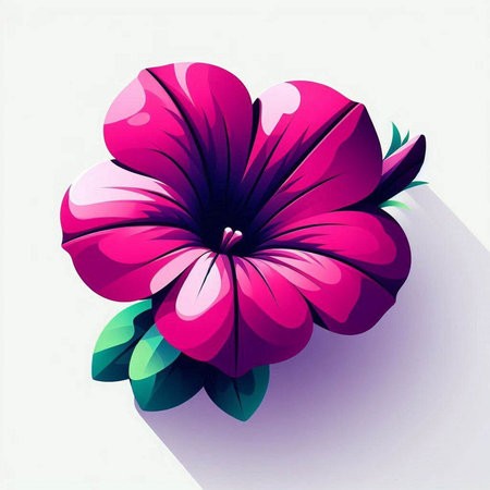 Illustration of a pink flower on a white background with shadow.のイラスト素材