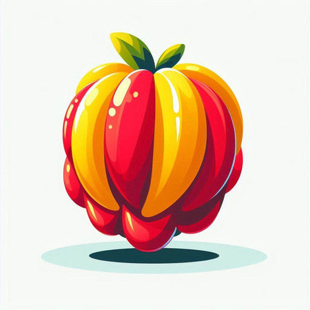 Illustration of a fresh red and yellow pumpkin on a white backgroundのイラスト素材