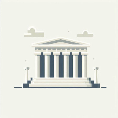 Athens, Greece. Greek temple. Vector illustration in flat styleのイラスト素材