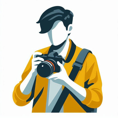 Photographer with a camera. Vector illustration in a flat style.のイラスト素材