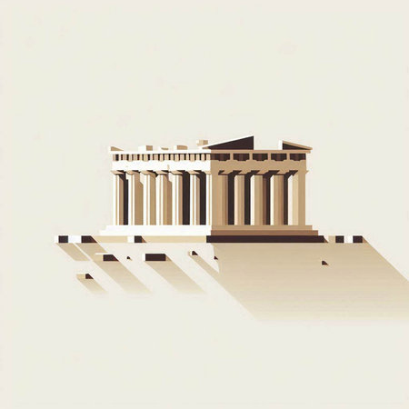 Athens Greece, ancient Greek temple. Vector illustration in retro styleのイラスト素材