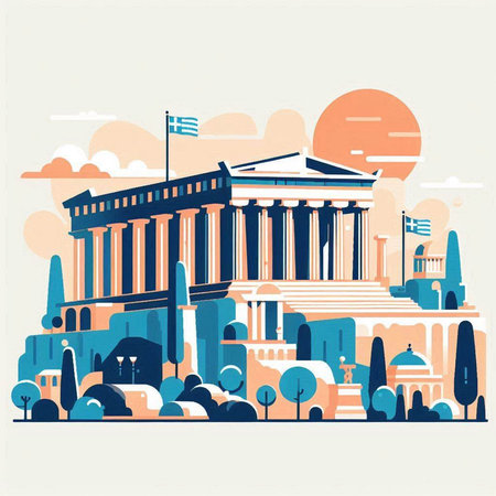 Athens, Greece. Famous landmark. Vector illustration in flat styleのイラスト素材