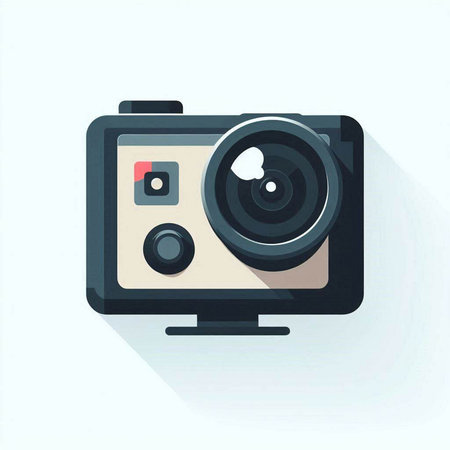 Retro camera icon. Flat design style. Vector Illustration.のイラスト素材