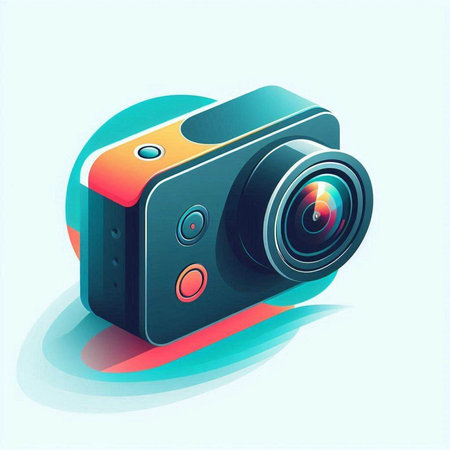 Camera icon on blue background. Vector illustration. Eps 10 file.のイラスト素材