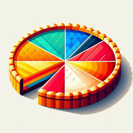 Colorful pie chart on white background. 3d vector illustration.のイラスト素材