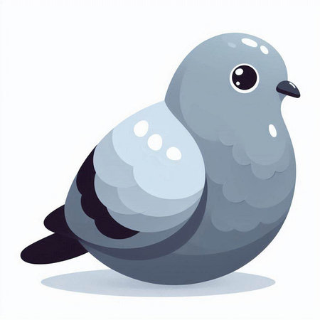 Pigeon isolated on a white background. Vector illustration in cartoon style.のイラスト素材