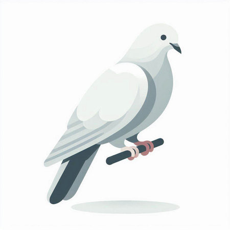 Pigeon on a white background. Vector illustration in flat style.のイラスト素材