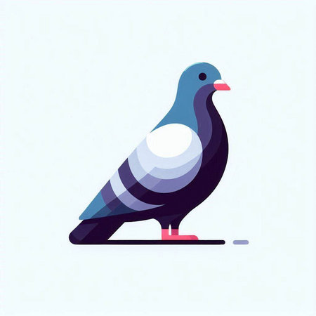 Pigeon isolated on white background. Vector illustration in flat style.のイラスト素材