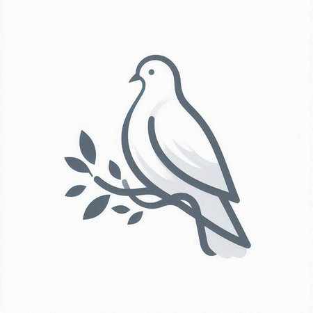 Dove with olive branch on a white background. Vector illustration.のイラスト素材
