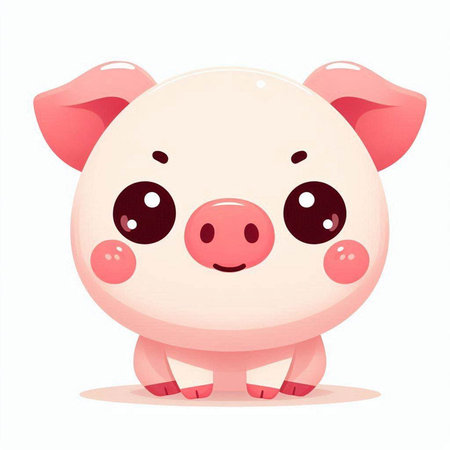 Cute cartoon pig isolated on a white background. Vector illustration.のイラスト素材