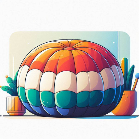 Illustration of a colorful hot air balloon on a white background.のイラスト素材