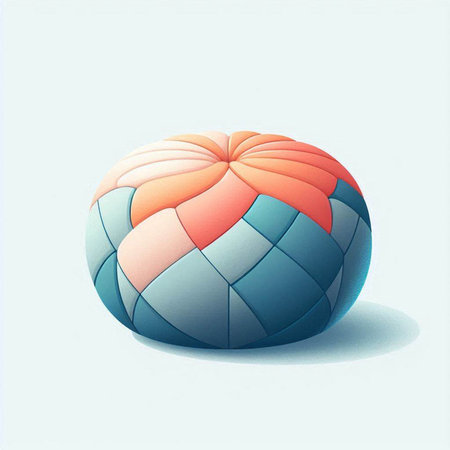 Colorful inflatable beach ball on blue background. Vector illustration.のイラスト素材