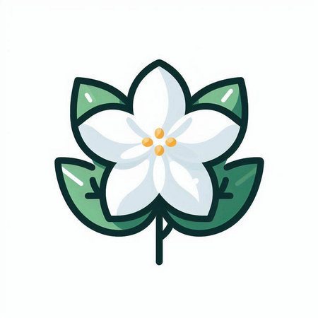 White flower on a white background. Vector illustration in a flat style.のイラスト素材