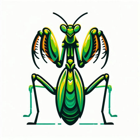 Praying mantis. Vector illustration isolated on white background.のイラスト素材