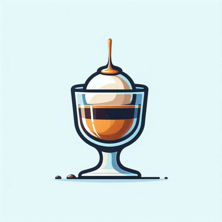 Coffee cup with ice cream. Hand drawn vector illustration.のイラスト素材