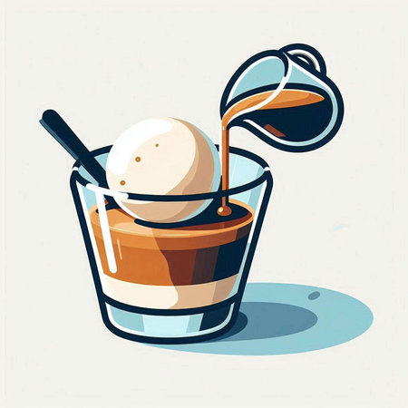 Eggs in a glass with ice cream. Vector illustration.のイラスト素材