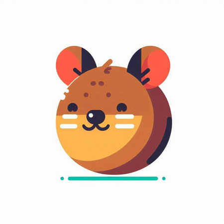 Cute cartoon mouse isolated on white background. Vector illustration in flat style.のイラスト素材