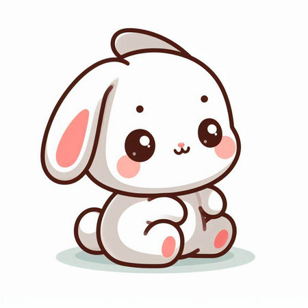 Cute cartoon bunny sitting on white background. Vector illustration for your design.のイラスト素材