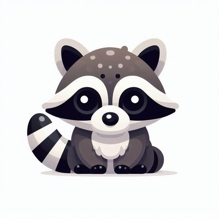 Cute raccoon. Vector illustration isolated on a white background.のイラスト素材